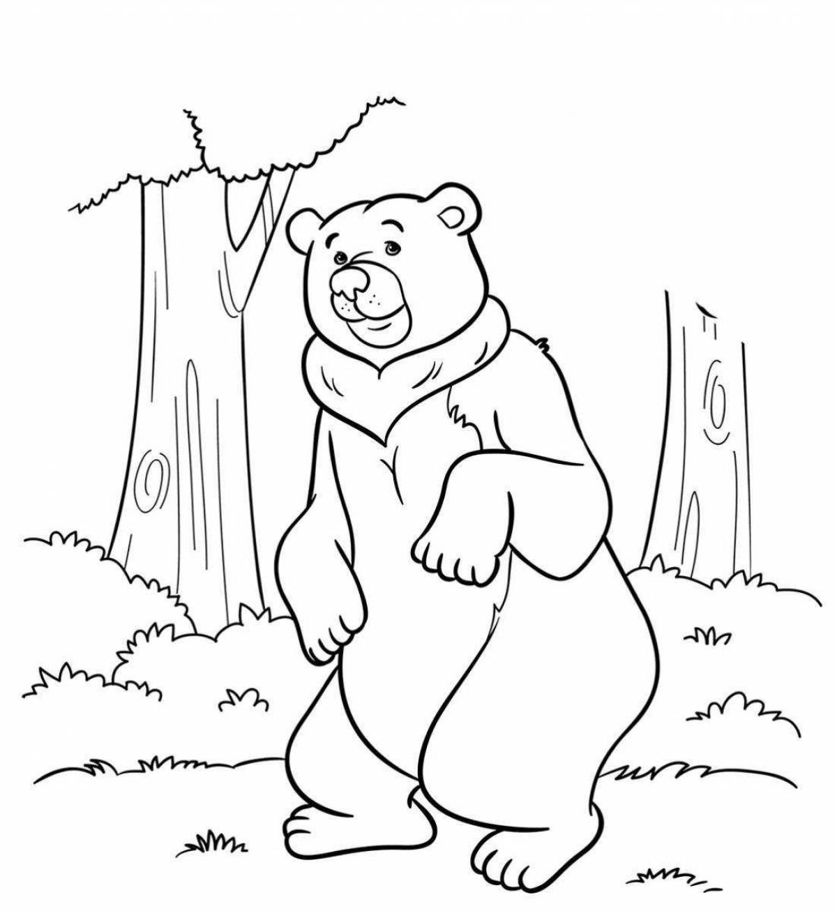 Crazy Bear coloring pages for 4-5 year olds