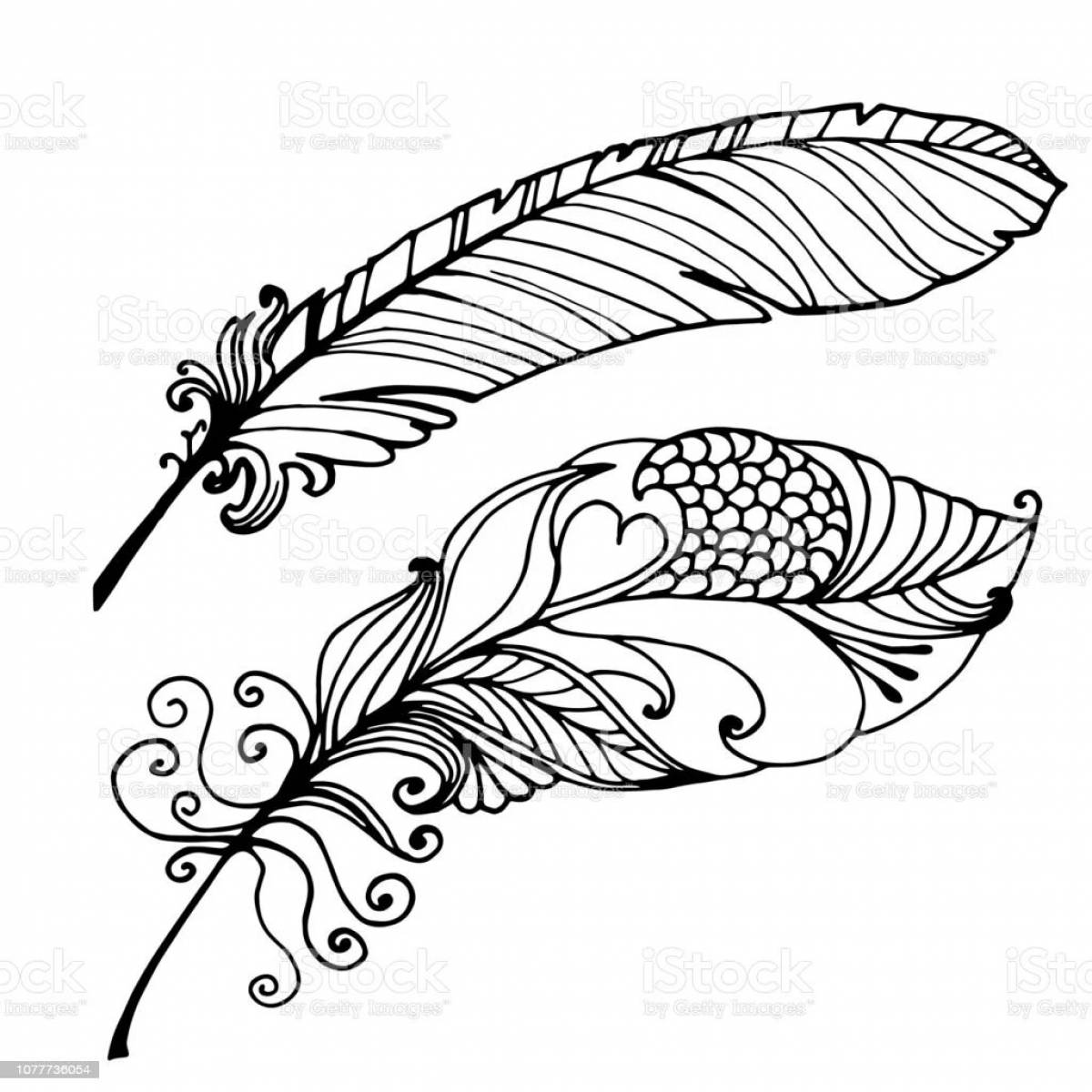 Amazing coloring pages with firebird feathers for kids