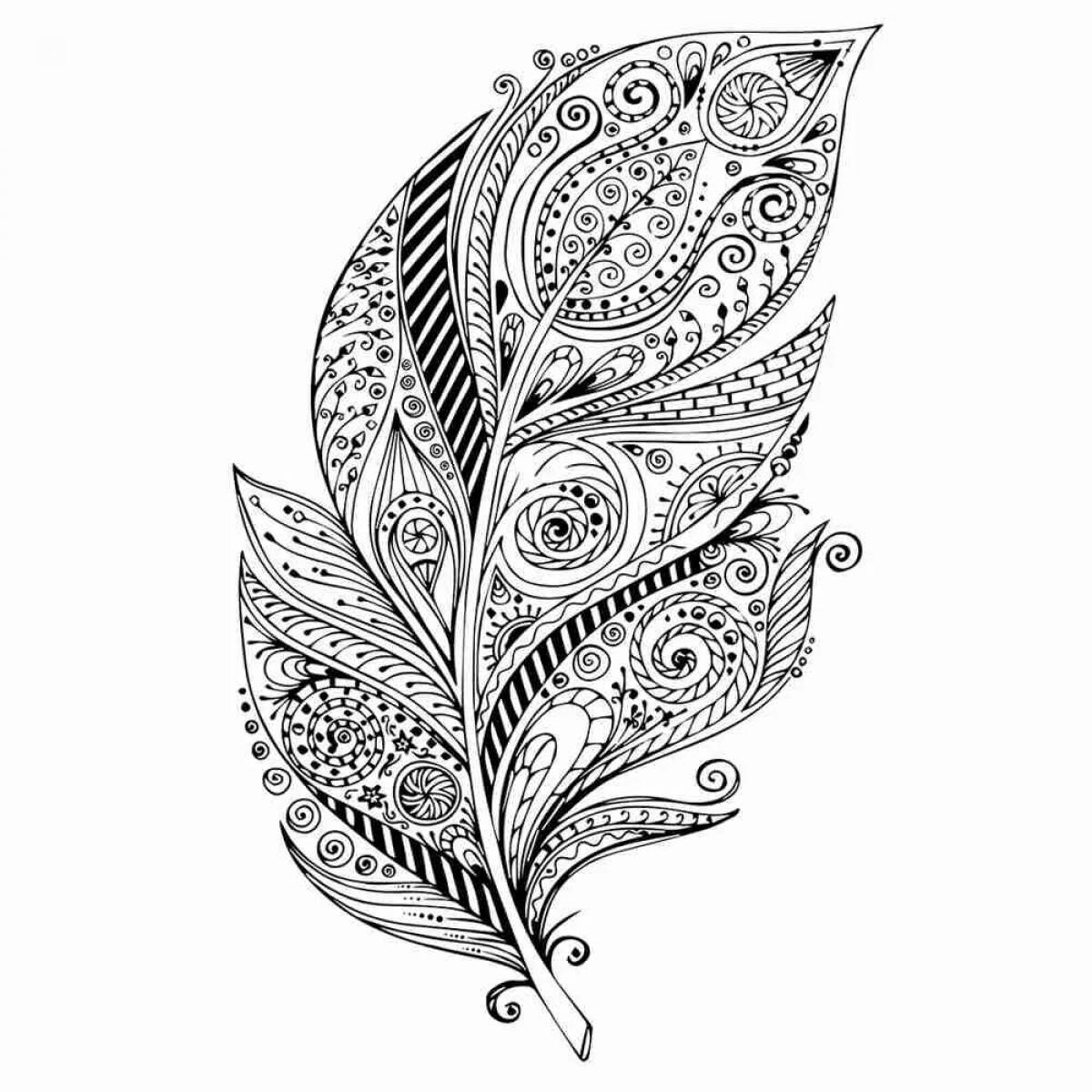 Photo Animated firebird feather coloring page for kids