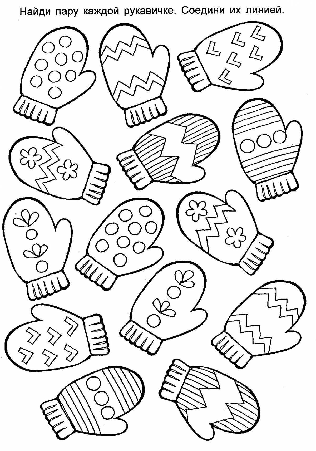 Animated coloring book of mittens for kids