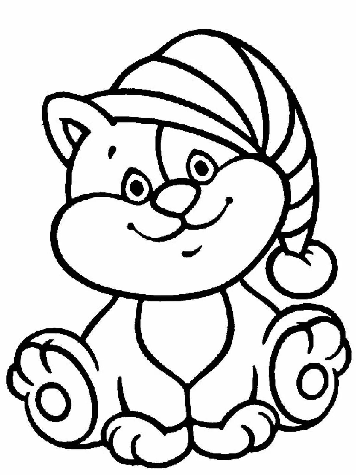 Fluffy cat coloring book for children 2-3 years old