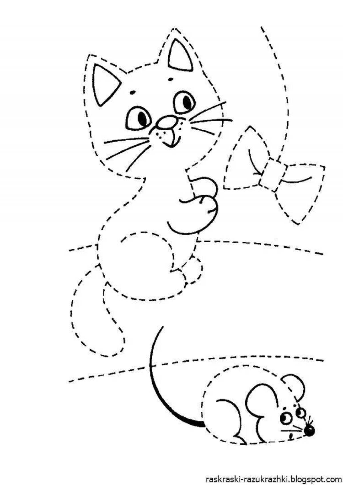 Violent coloring cat for children 2-3 years old