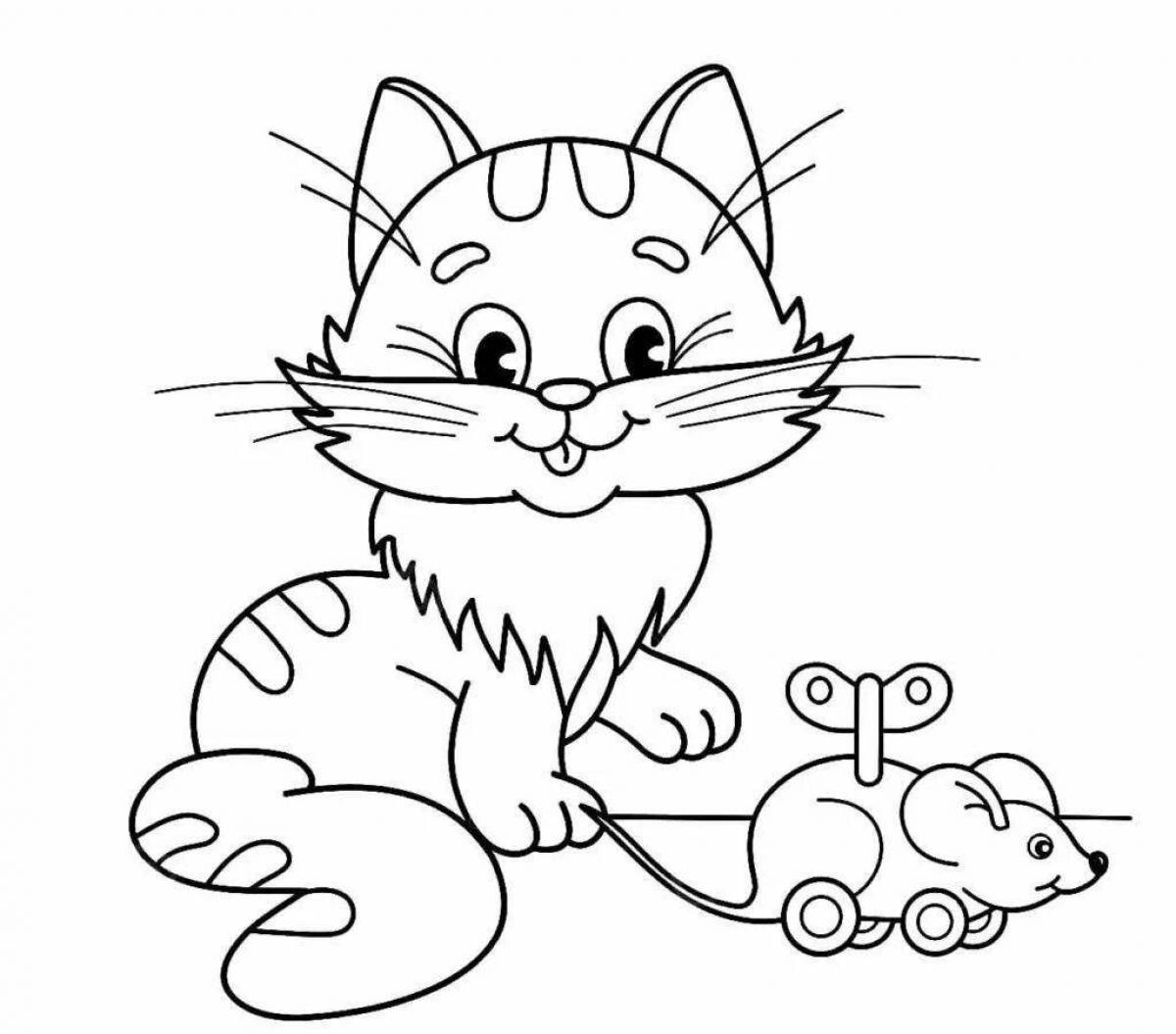 Пузырьковая раскраска кошка для детей 2-3 лет