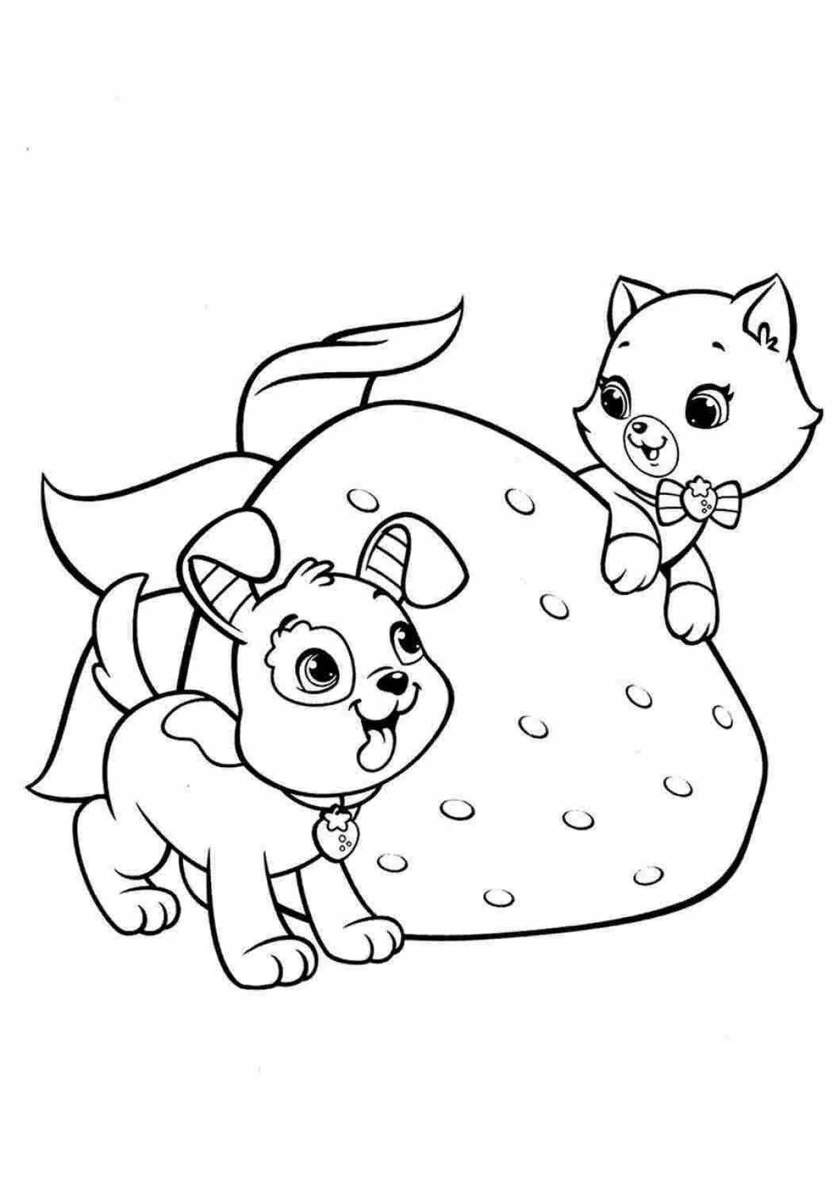 Funny cat and dog coloring pages for kids