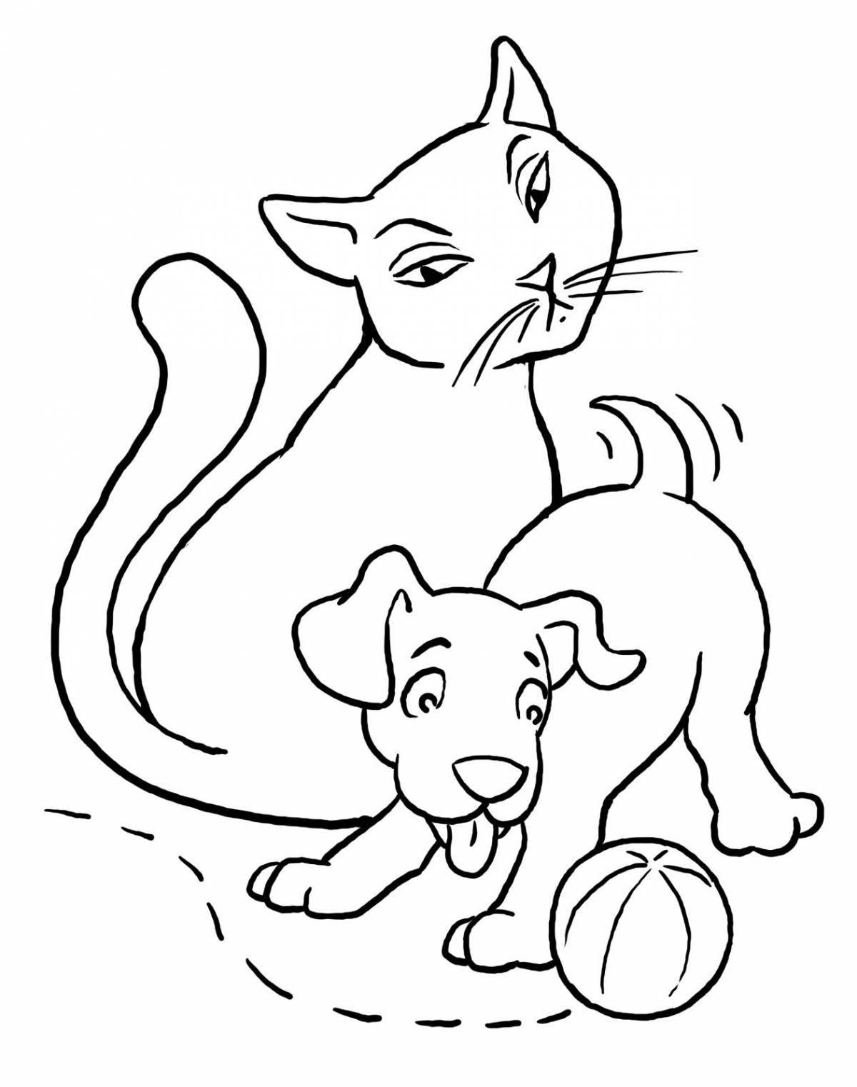 Fun cat and dog coloring book for kids