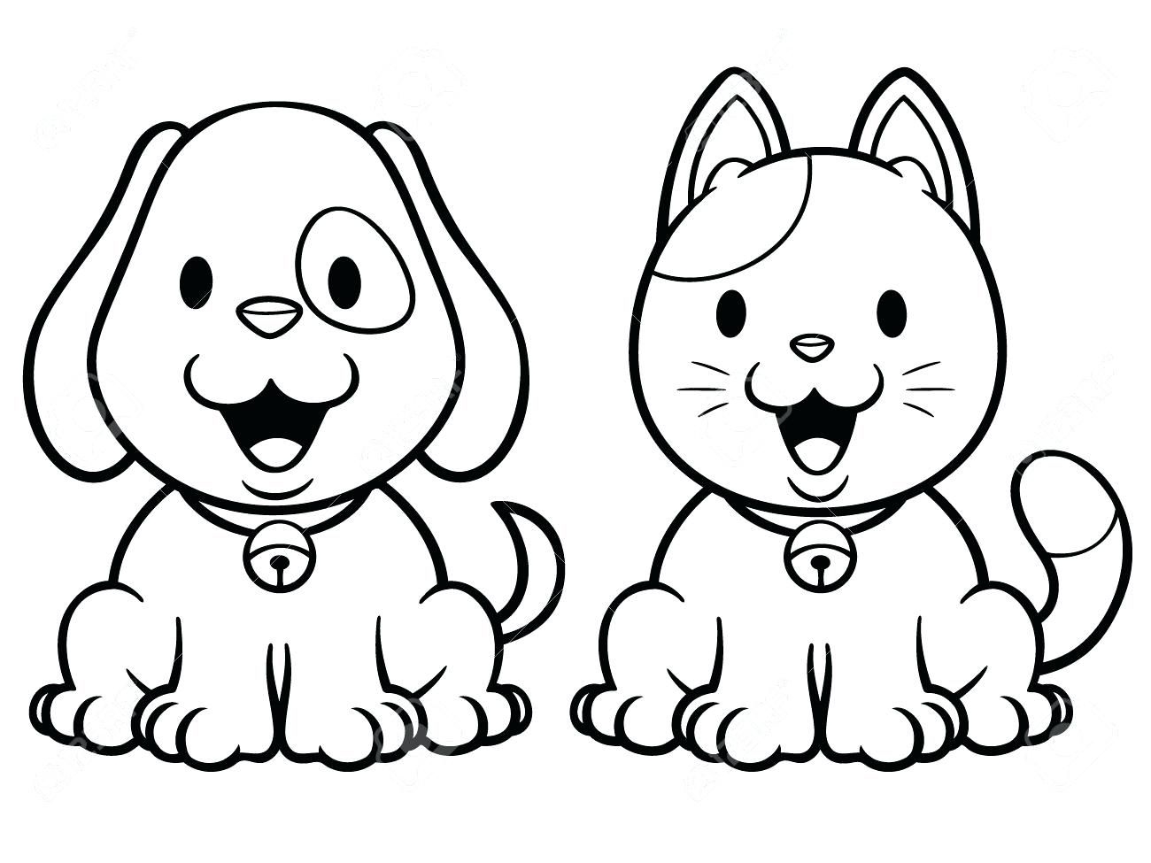 Funny cat and dog coloring pages for kids