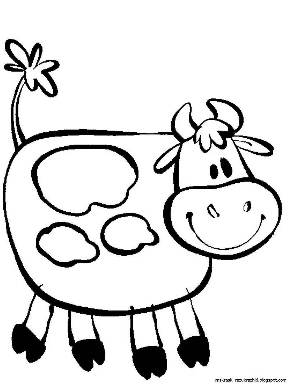 Cow coloring book for 2-3 year olds
