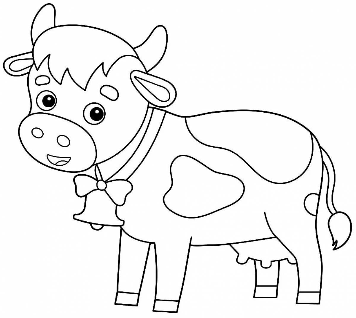 Fancy coloring cow for toddlers 2 3 years old