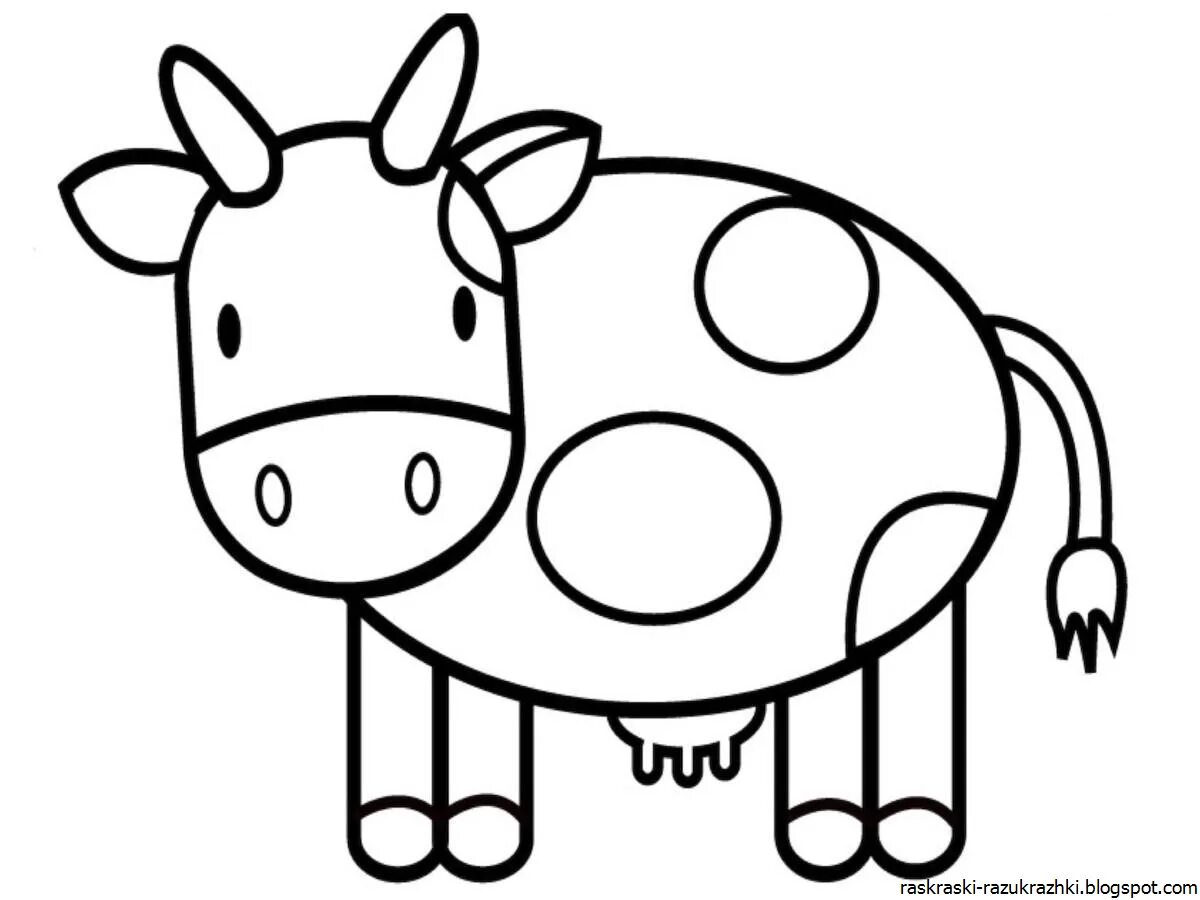 Приятная раскраска корова для малышей 2 3 лет