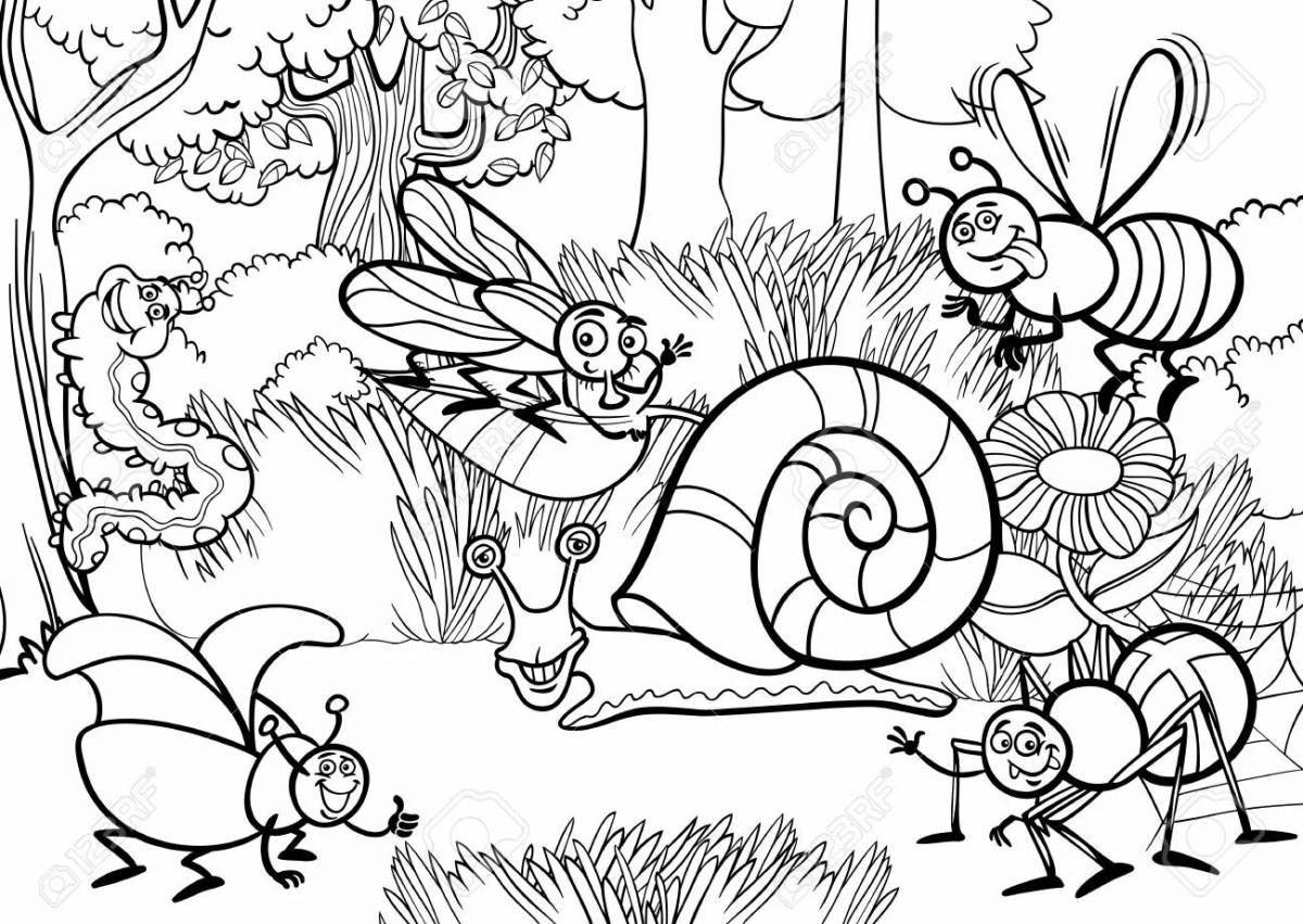 Раскраска с очаровательными насекомыми для детей 6-7 лет