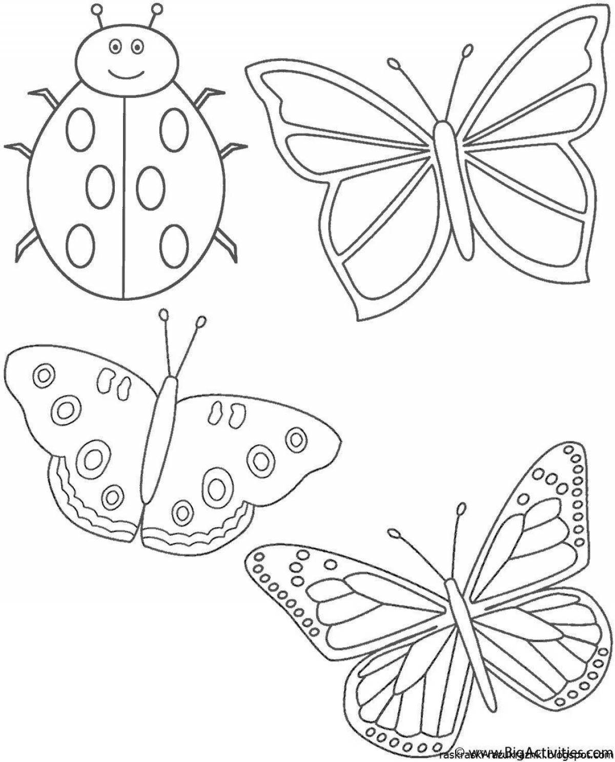 Coloring pages with magical insects for children 6-7 years old