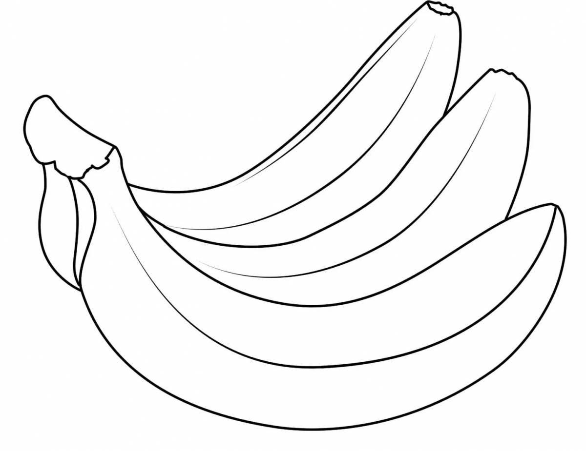 Яркая банановая раскраска для детей 3-4 лет