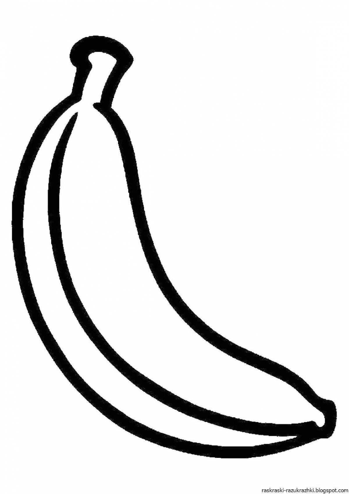 Радостная банановая раскраска для детей 3-4 лет