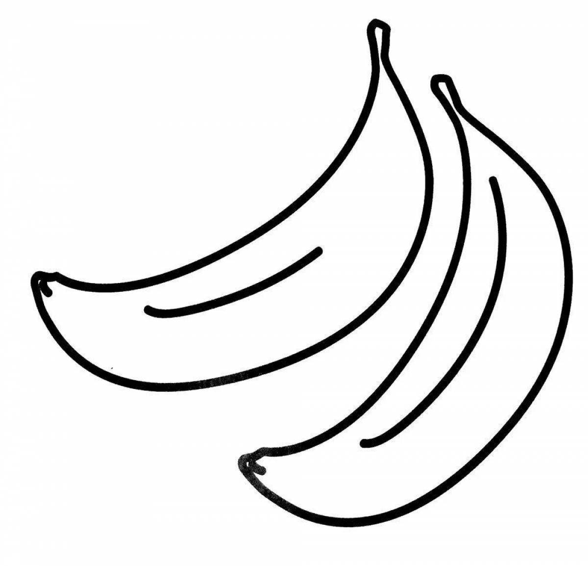 Веселая банановая раскраска для детей 3-4 лет