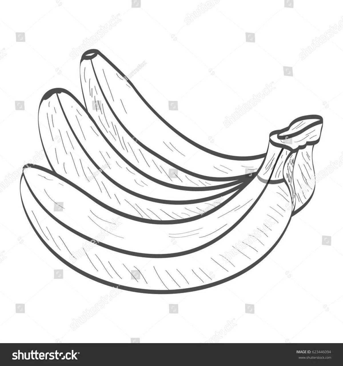 Игривая банановая раскраска для детей 3-4 лет