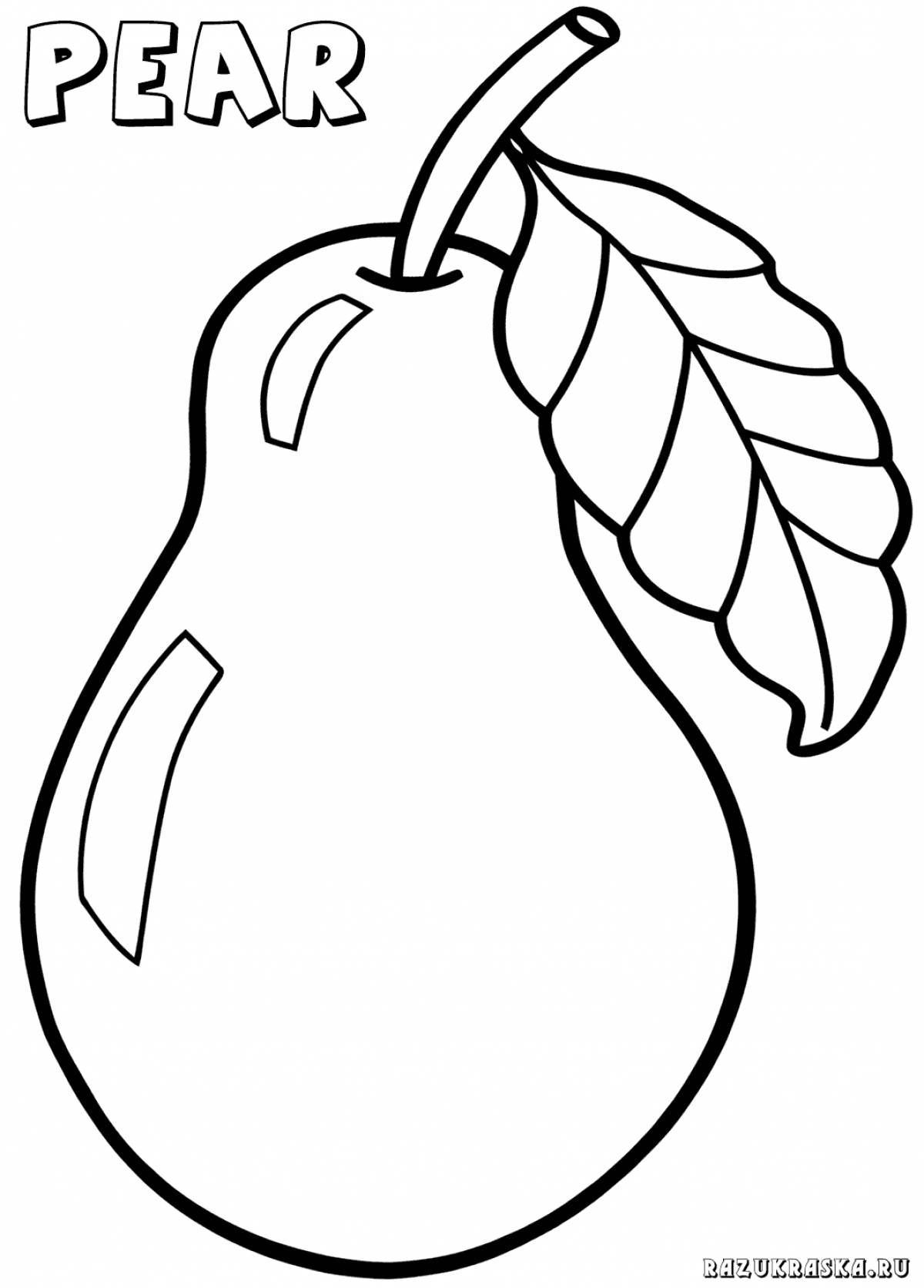 Bright pear coloring book for 3-4 year olds