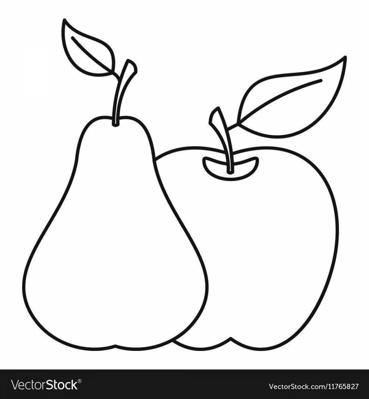 Funny pear coloring book for children 3-4 years old