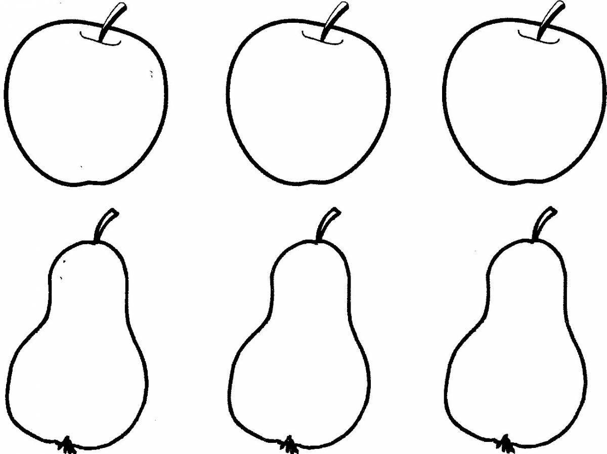 Great pear coloring book for 3-4 year olds