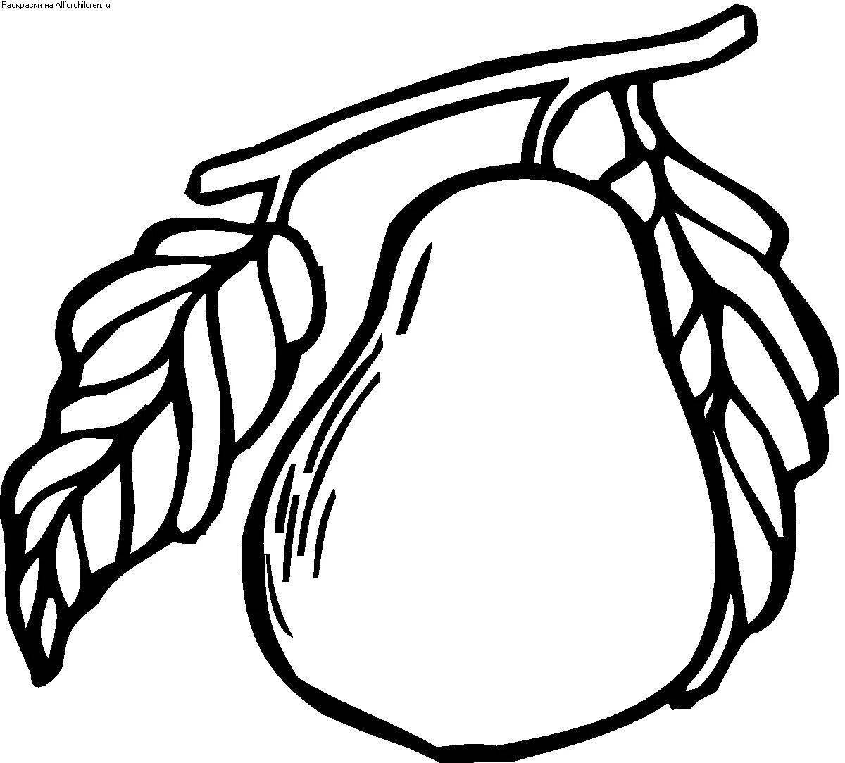Awesome pear coloring pages for 3-4 year olds