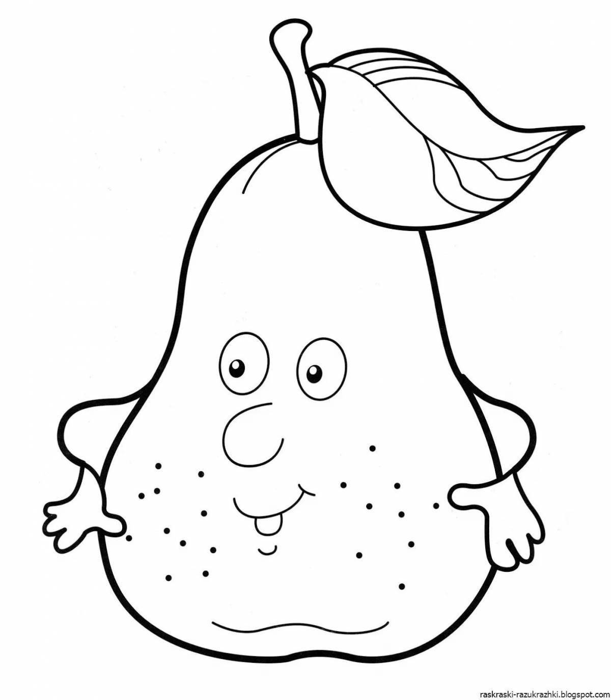 Amazing pear coloring book for 3-4 year olds