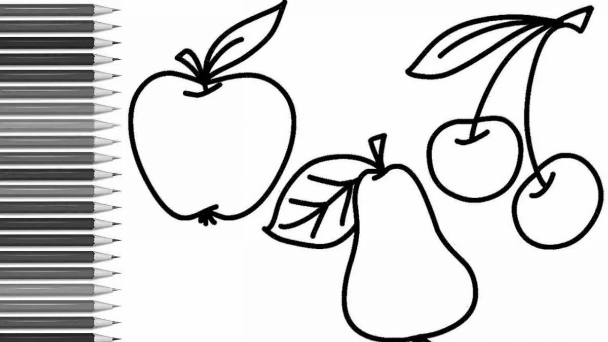 Glamorous pear coloring book for children 3-4 years old