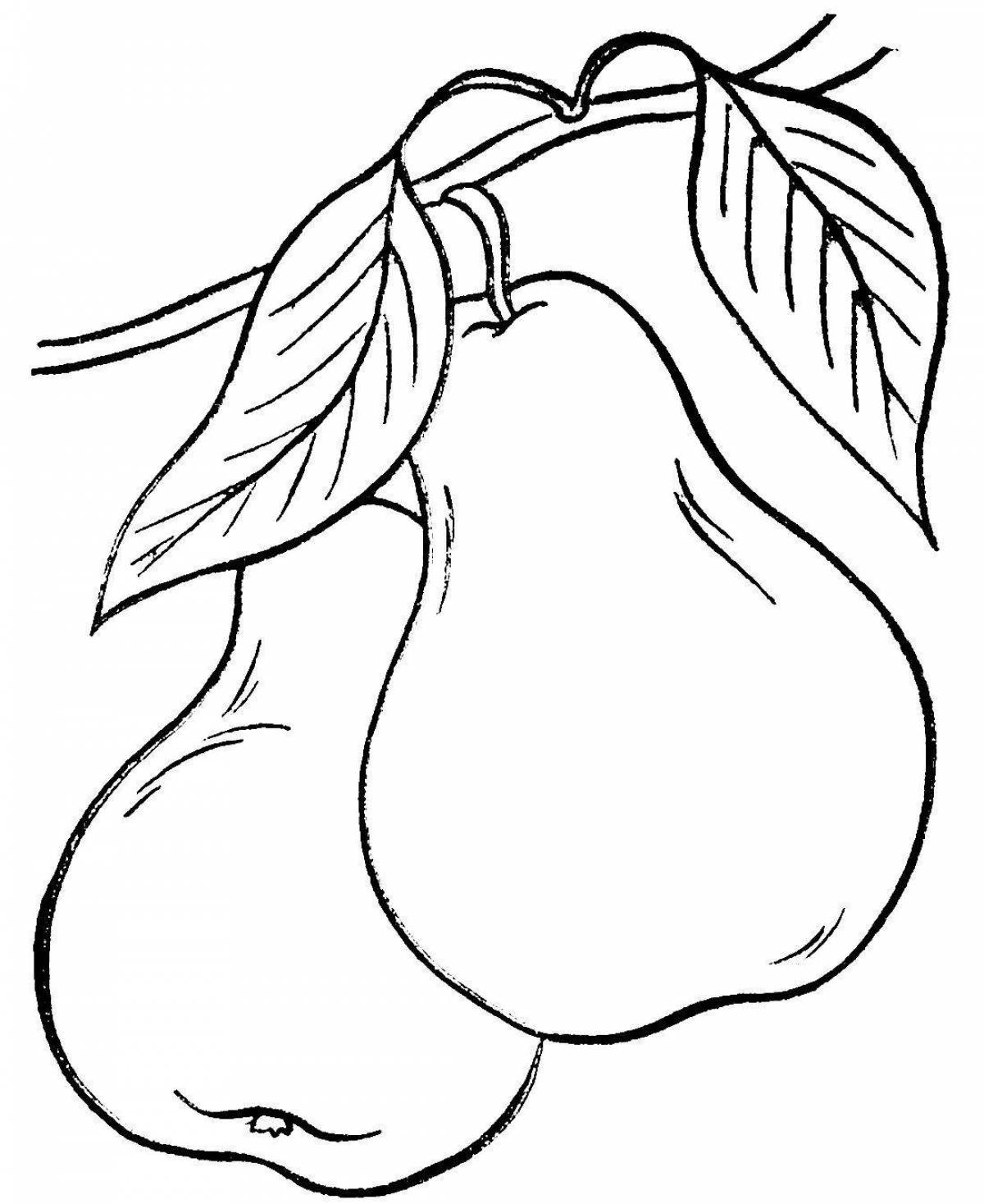 Animated pear coloring book for children 3-4 years old