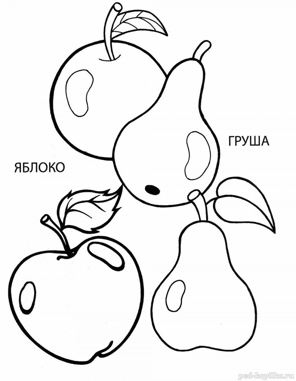 Забавная раскраска груша для детей 3-4 лет