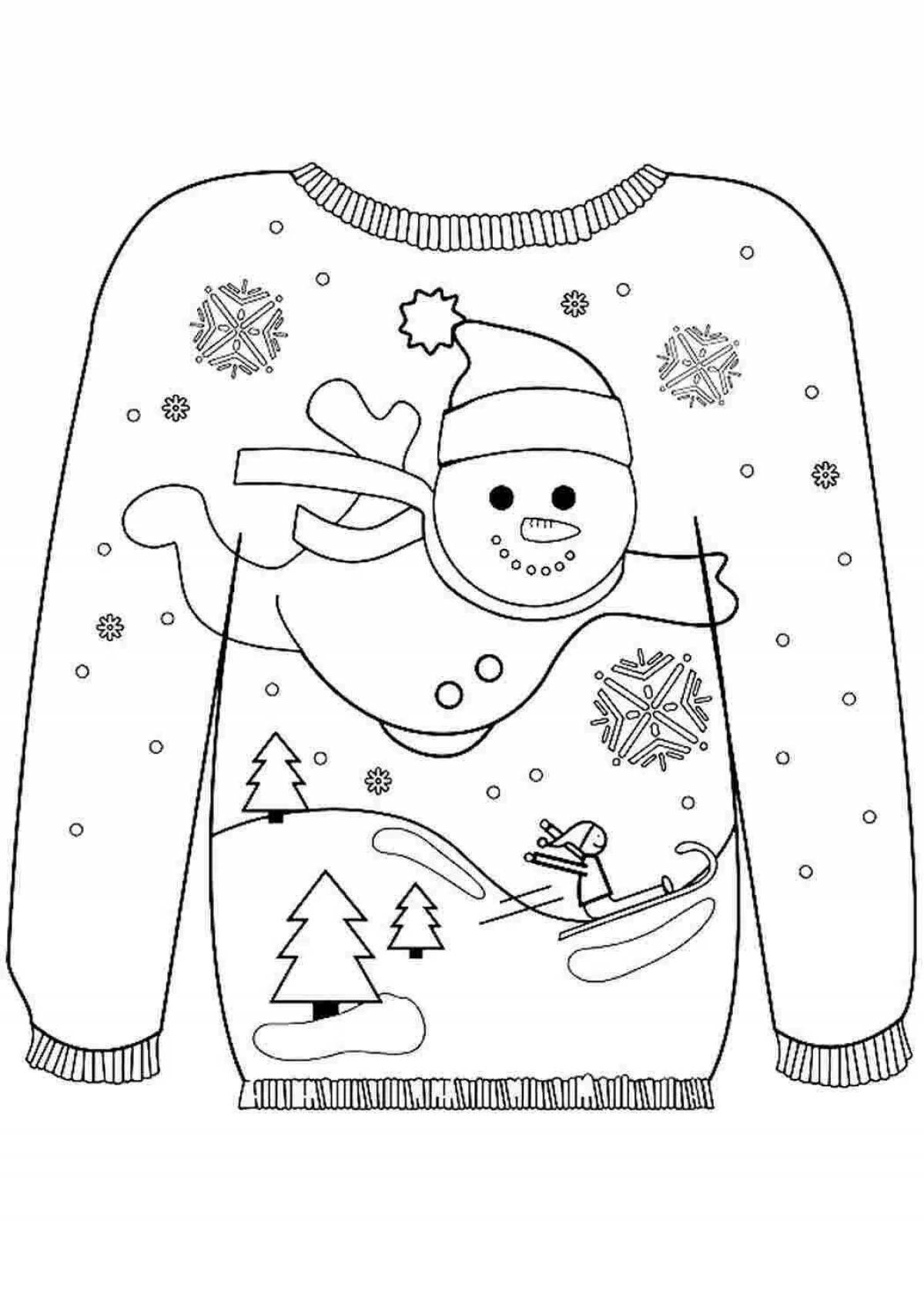 Coloring book with cute winter clothes for children 6-7 years old
