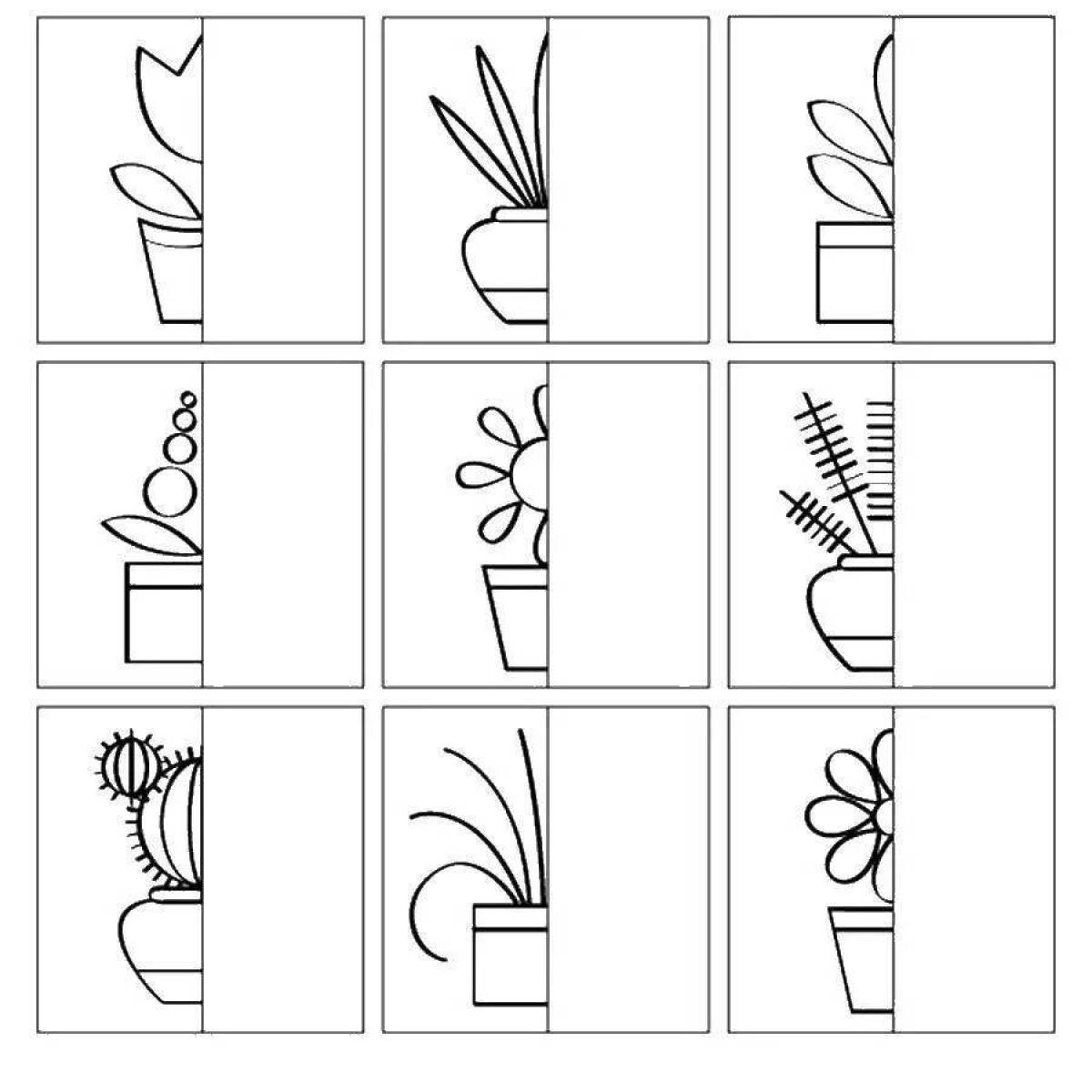 Attractive indoor plants coloring book for 6-7 year olds