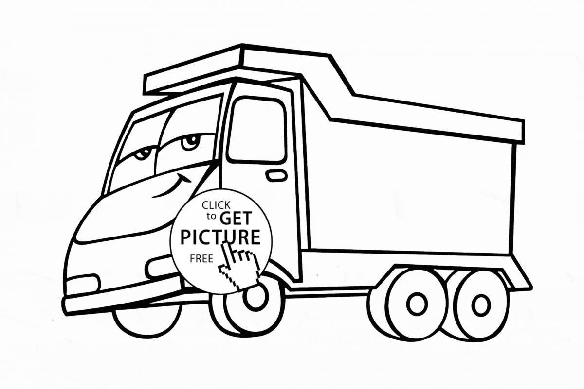 Colorful truck coloring page for 3-4 year olds