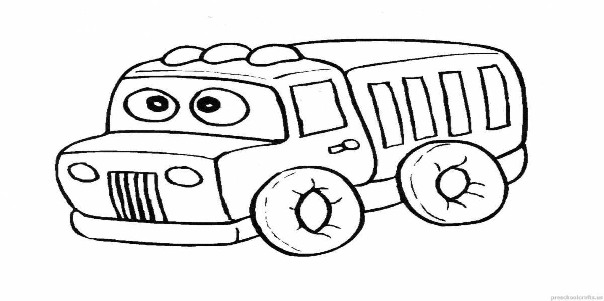 Радостный грузовик-раскраска для детей 3-4 лет