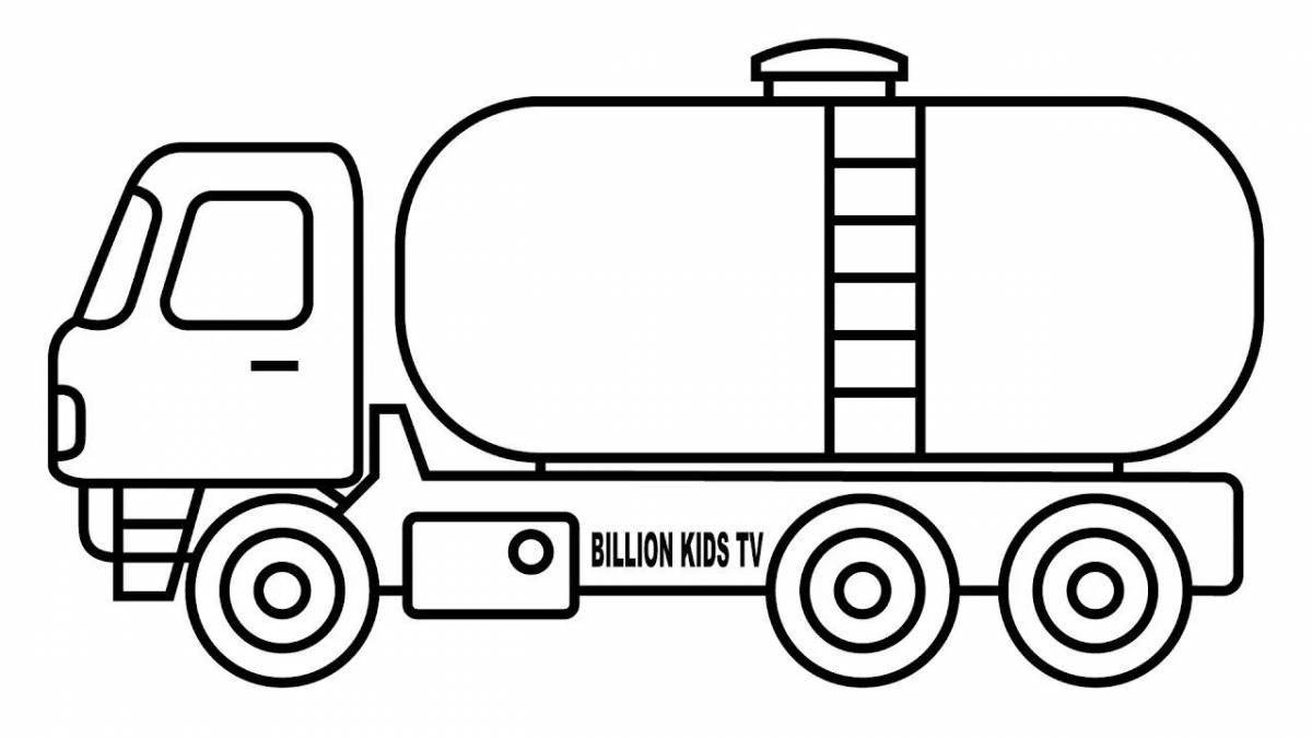 Playful truck coloring page for 3-4 year olds