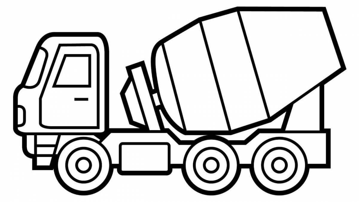 Cute truck coloring book for 3-4 year olds