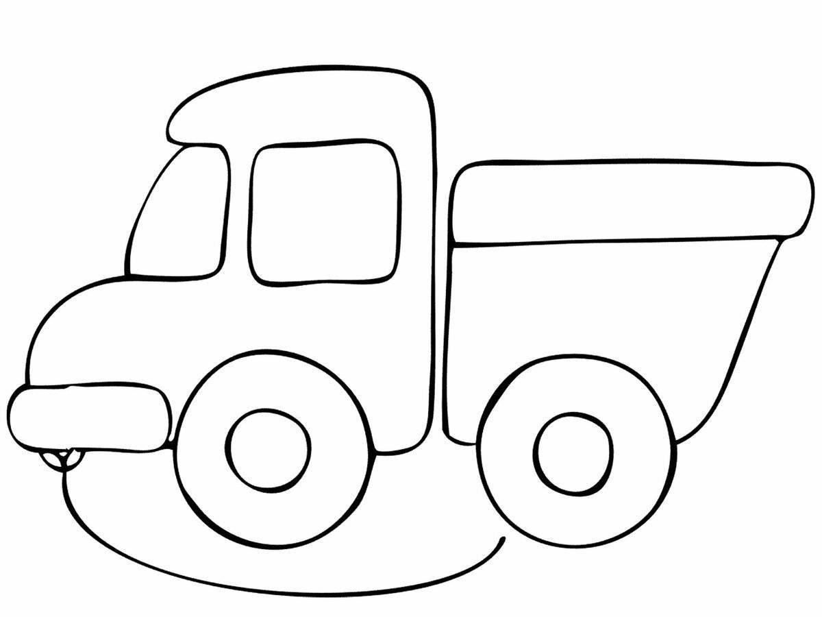 Colorful truck coloring book for 3-4 year olds