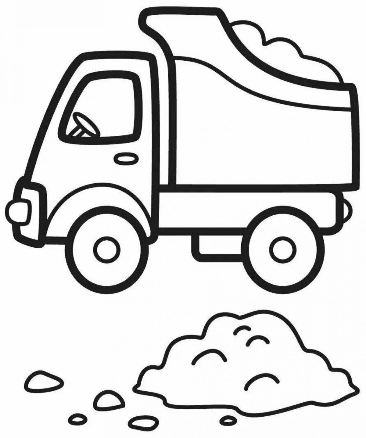 Раскраска милый грузовик для детей 3-4 лет