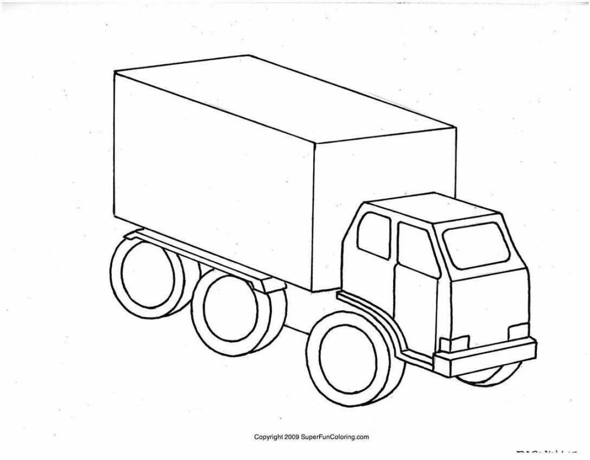 Раскраска грузовик с цветными брызгами для детей 3-4 лет