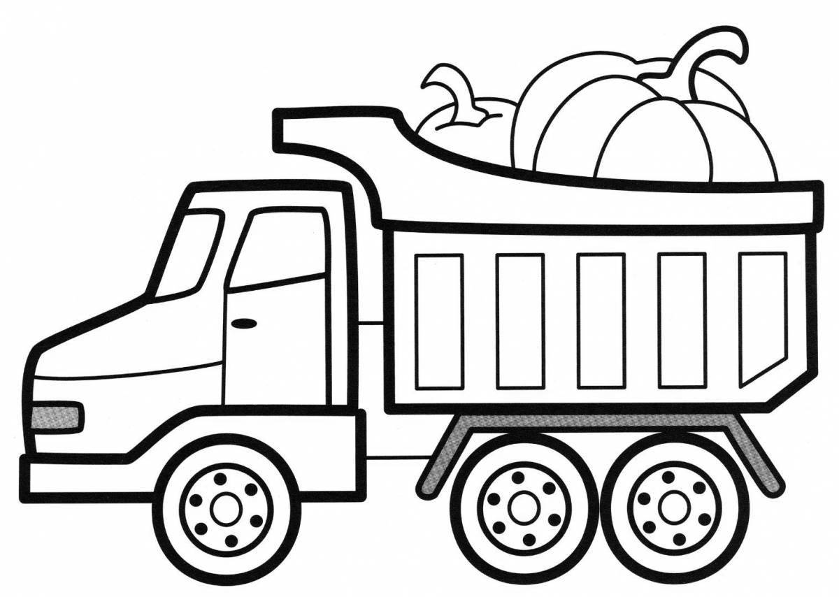 Color-crazy truck coloring page for 3-4 year olds