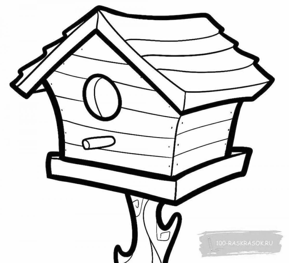 Joyful bird feeder coloring pages for kids