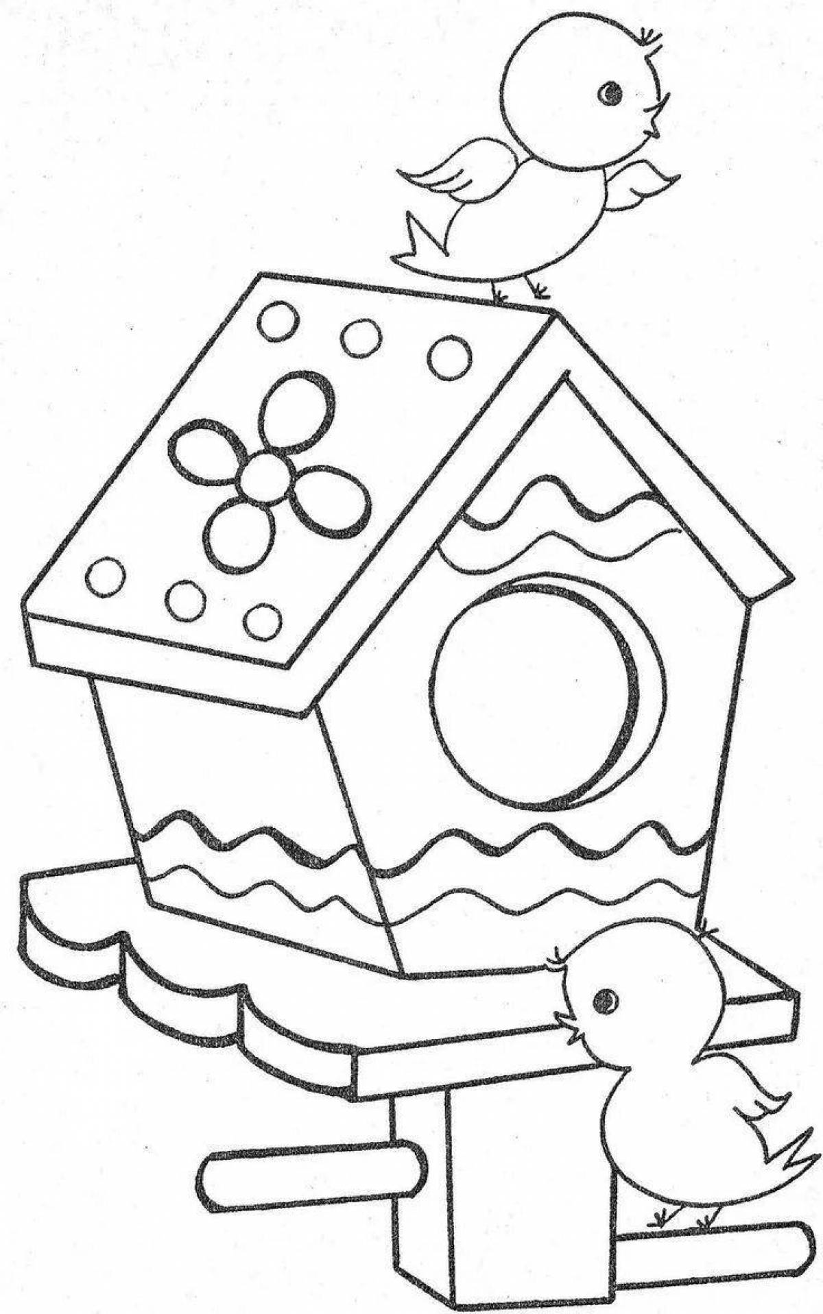 Adorable baby bird feeder coloring book