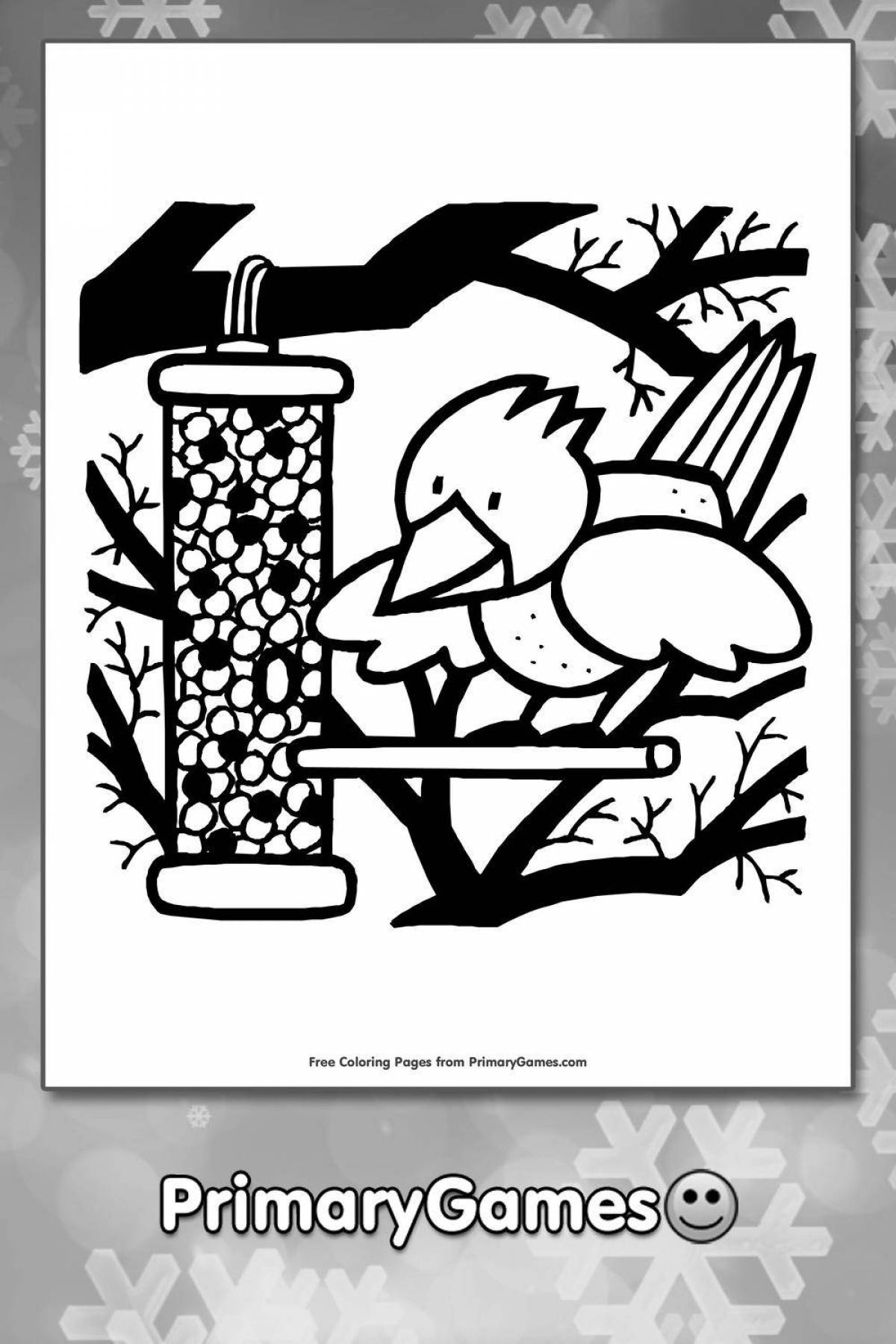Вдохновляющая раскраска «кормушка для птиц» для дошкольников
