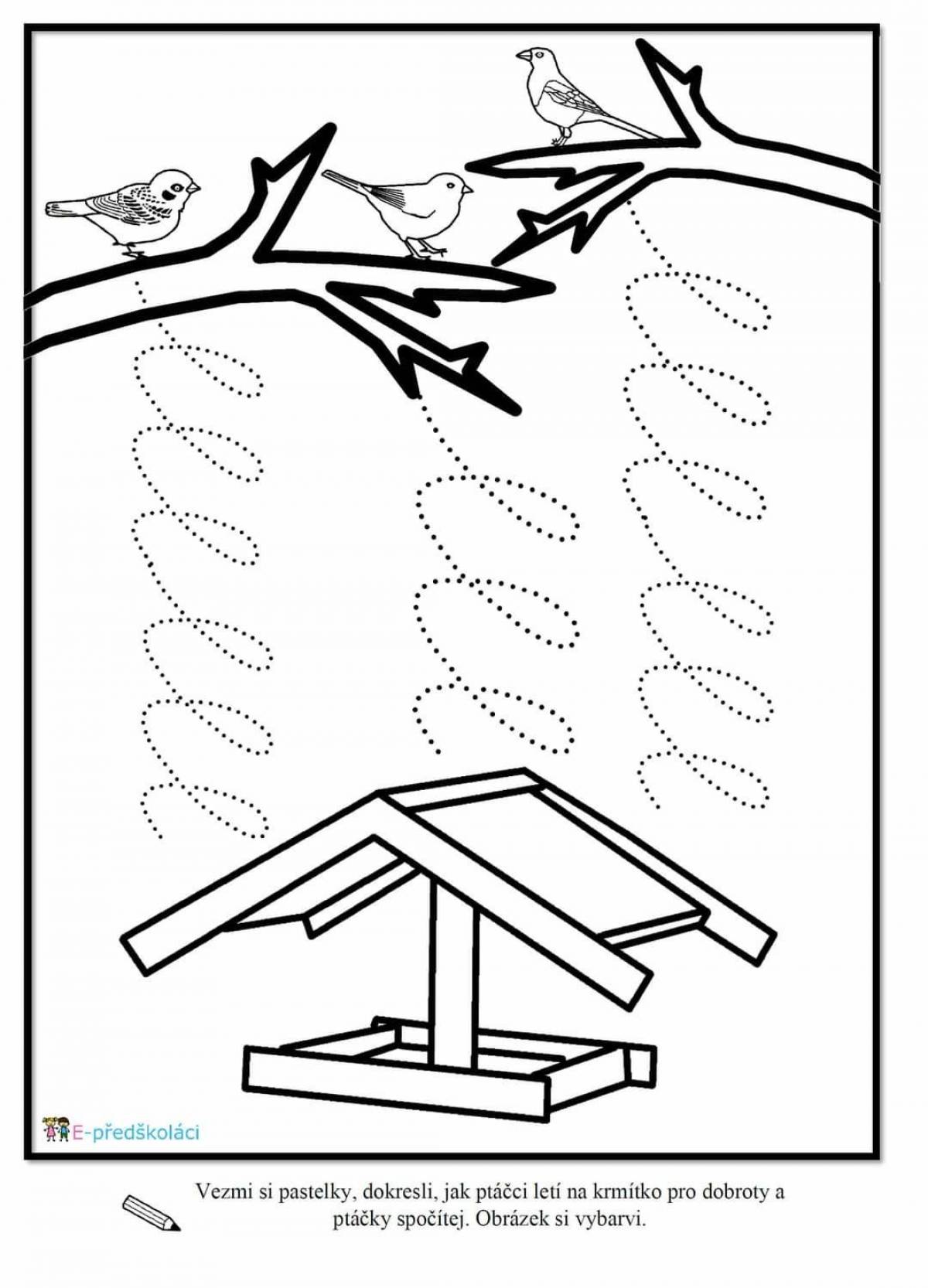 Outstanding bird feeder coloring page for preschoolers