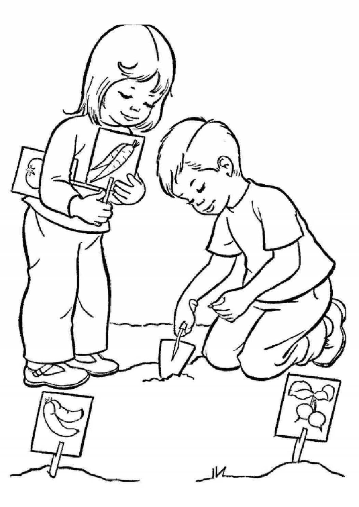 Coloring book youthful good deeds
