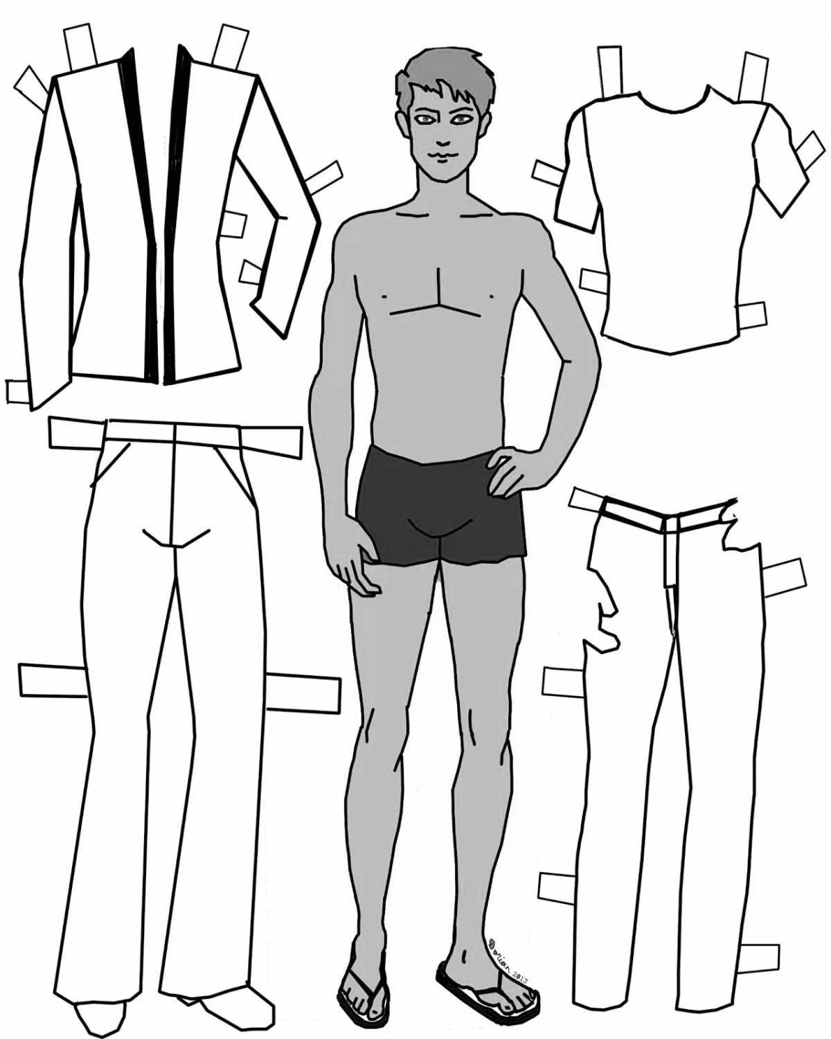 Chic paper doll boy with clothes to cut out