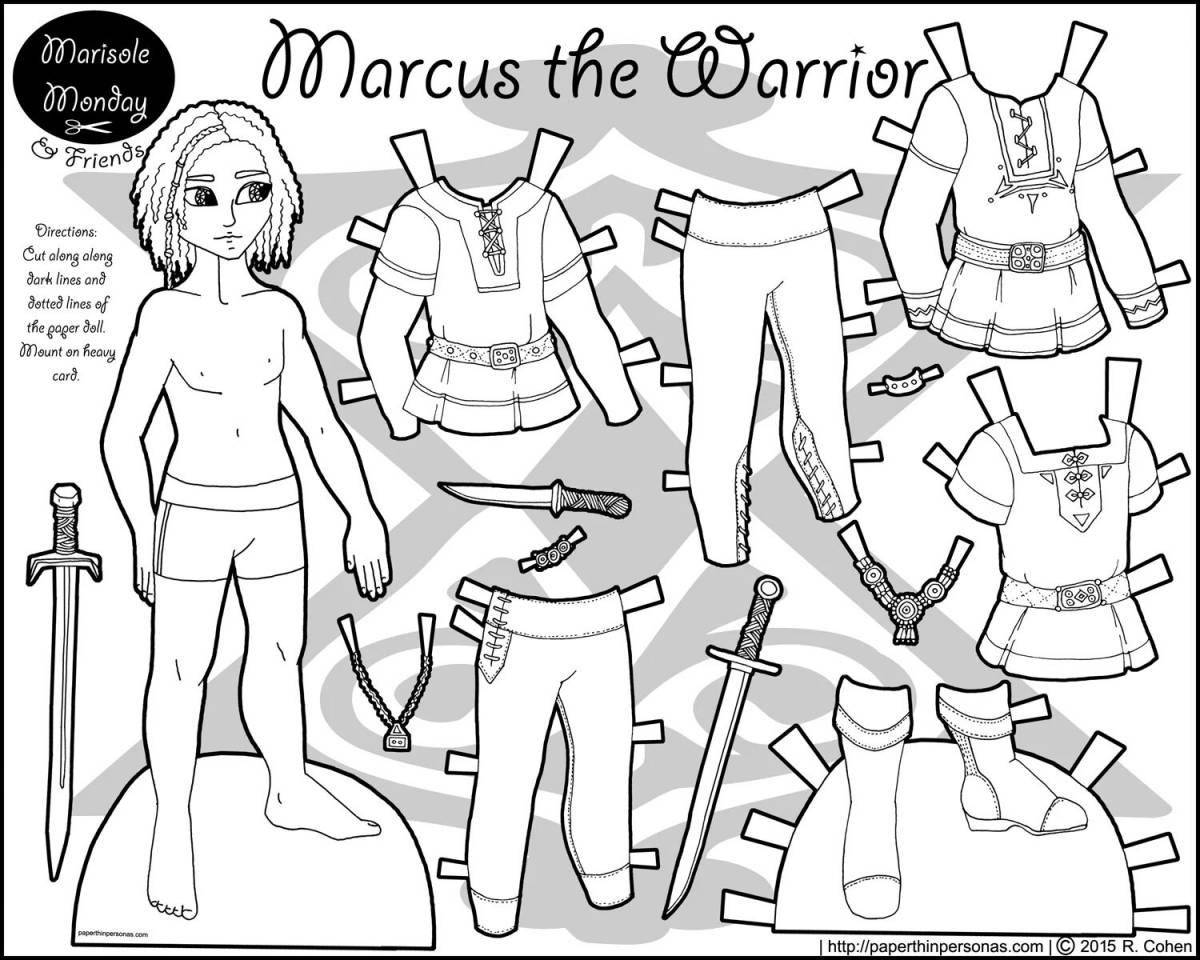 Creative paper doll boy with clothes to cut out