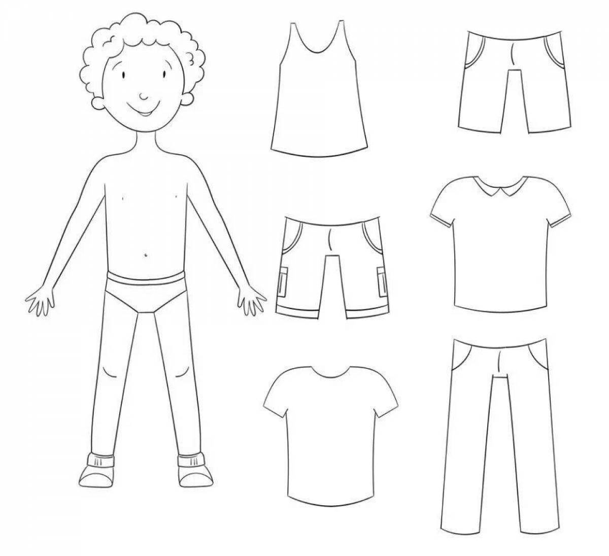 Colorful paper doll boy with clothes to cut out