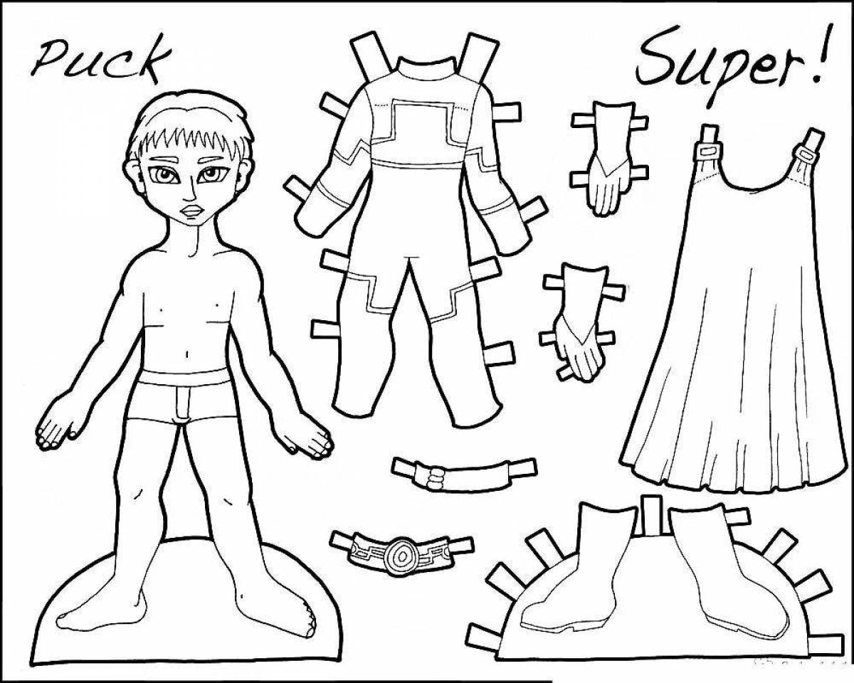 Paper doll boy with cutout clothes #1