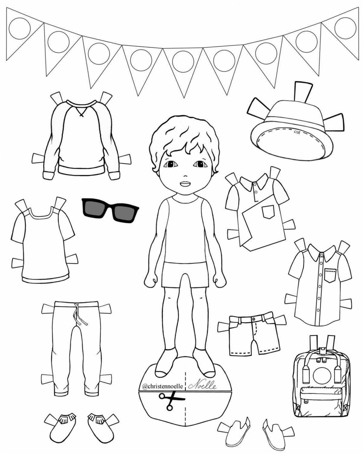 Paper doll boy with cutout clothes #4