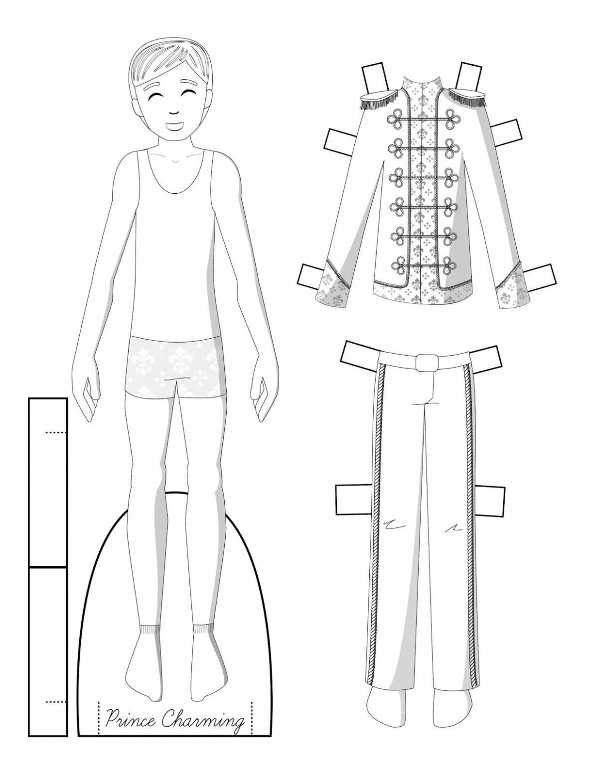 Paper doll boy with cutout clothes #5