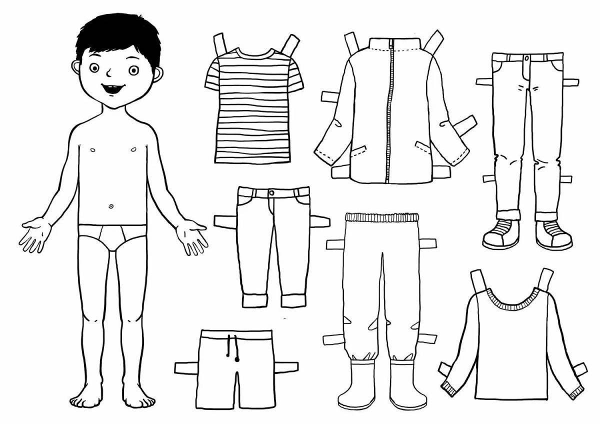 Бумажная кукла мальчик с одеждой для вырезания #7