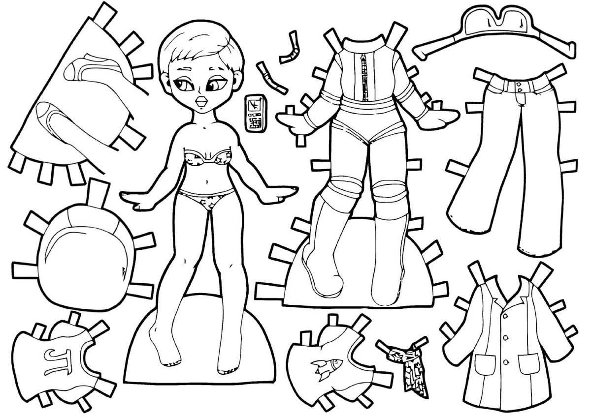 Paper doll boy with cutout clothes #8